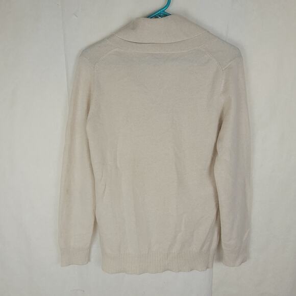 Charter Club 100% Cashmere sweater Size Med cream shawl collar Preppy Old Money - Picture 2 of 6